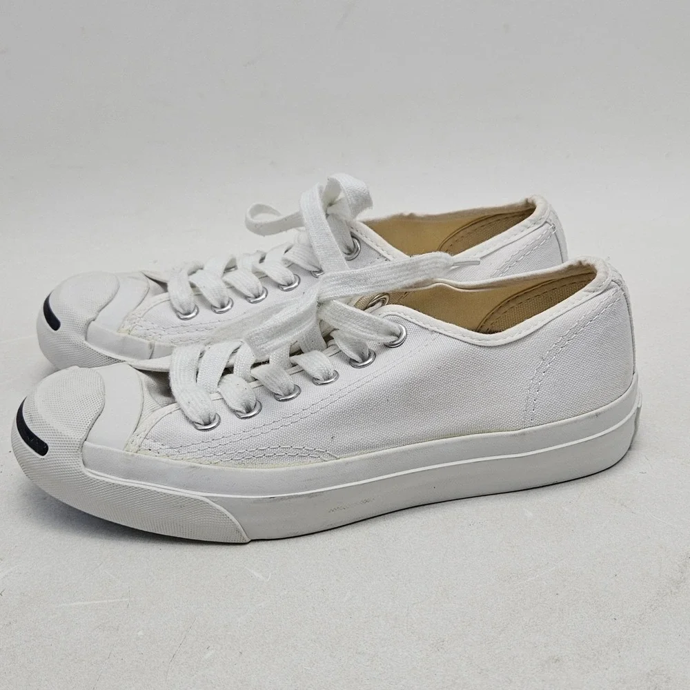 Converse Jack Purcell White Canvas Low Top Sneakers Womens 5 Youth 3.5 5Q698